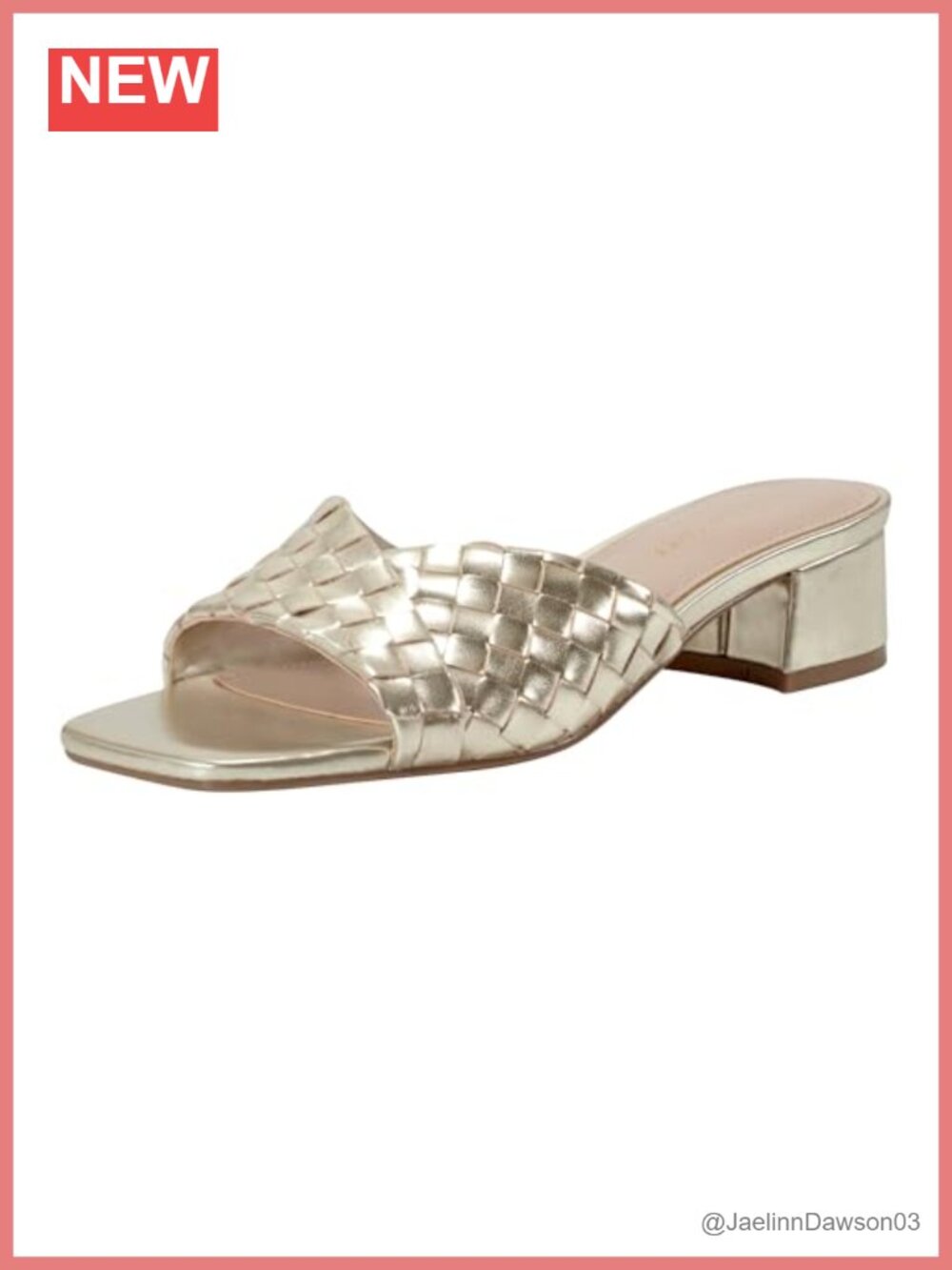Woven Block Heel Dress Sandals Faux Leather Slip On